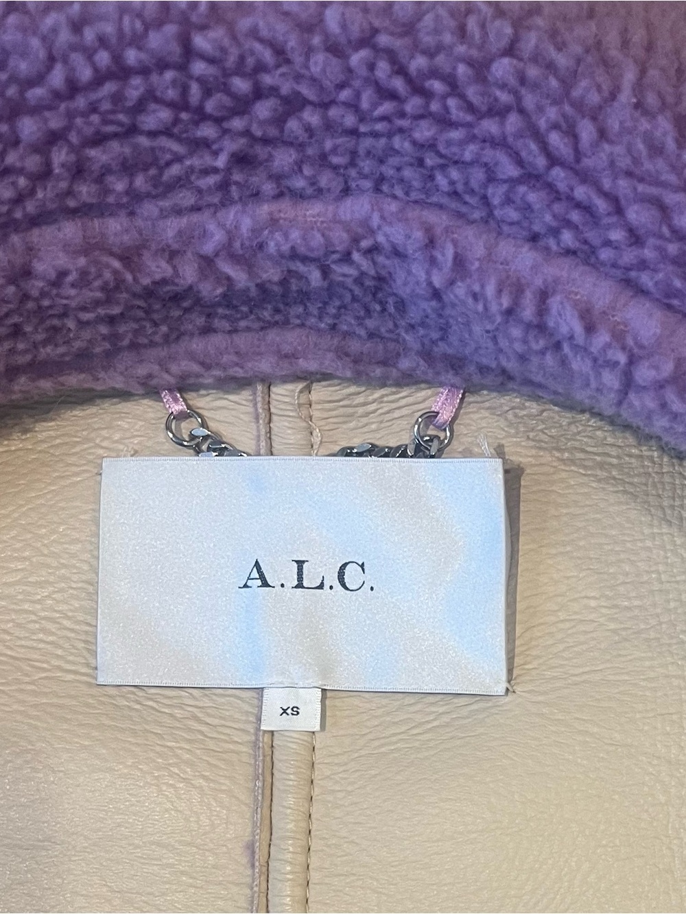 A.L.C. Lincoln Deep Lilac Faux Shearling Teddy Coat, XS - Picture 6 of 7
